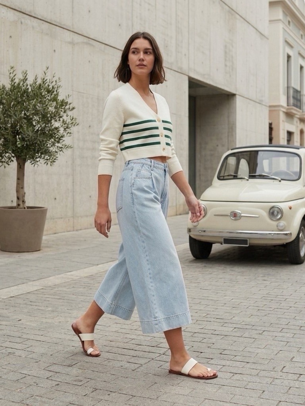 Scotch & Soda Light Blue Wide-Leg Cropped Jeans